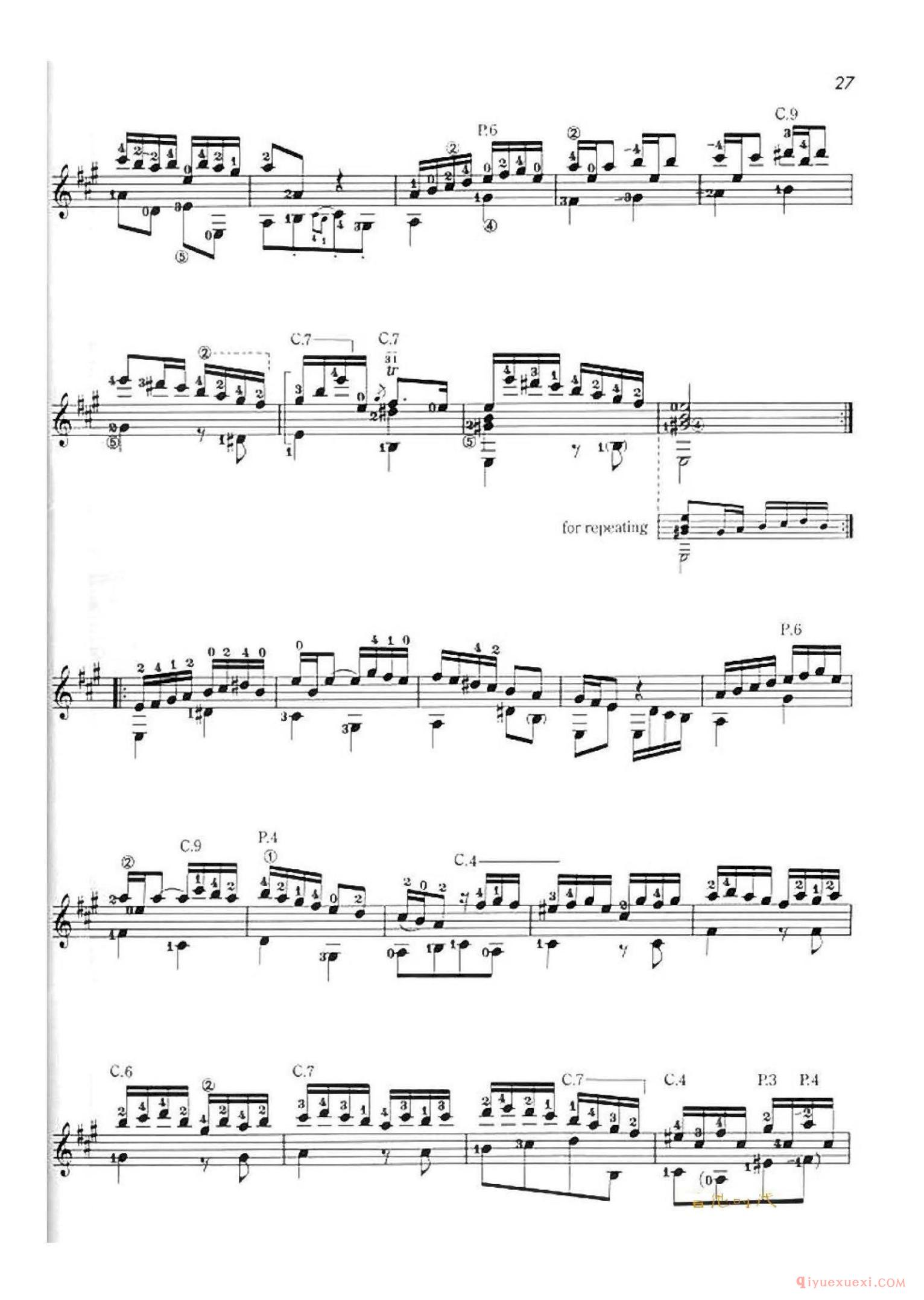 Sonata A-dur_村治佳织古典吉他作品乐曲_五线谱