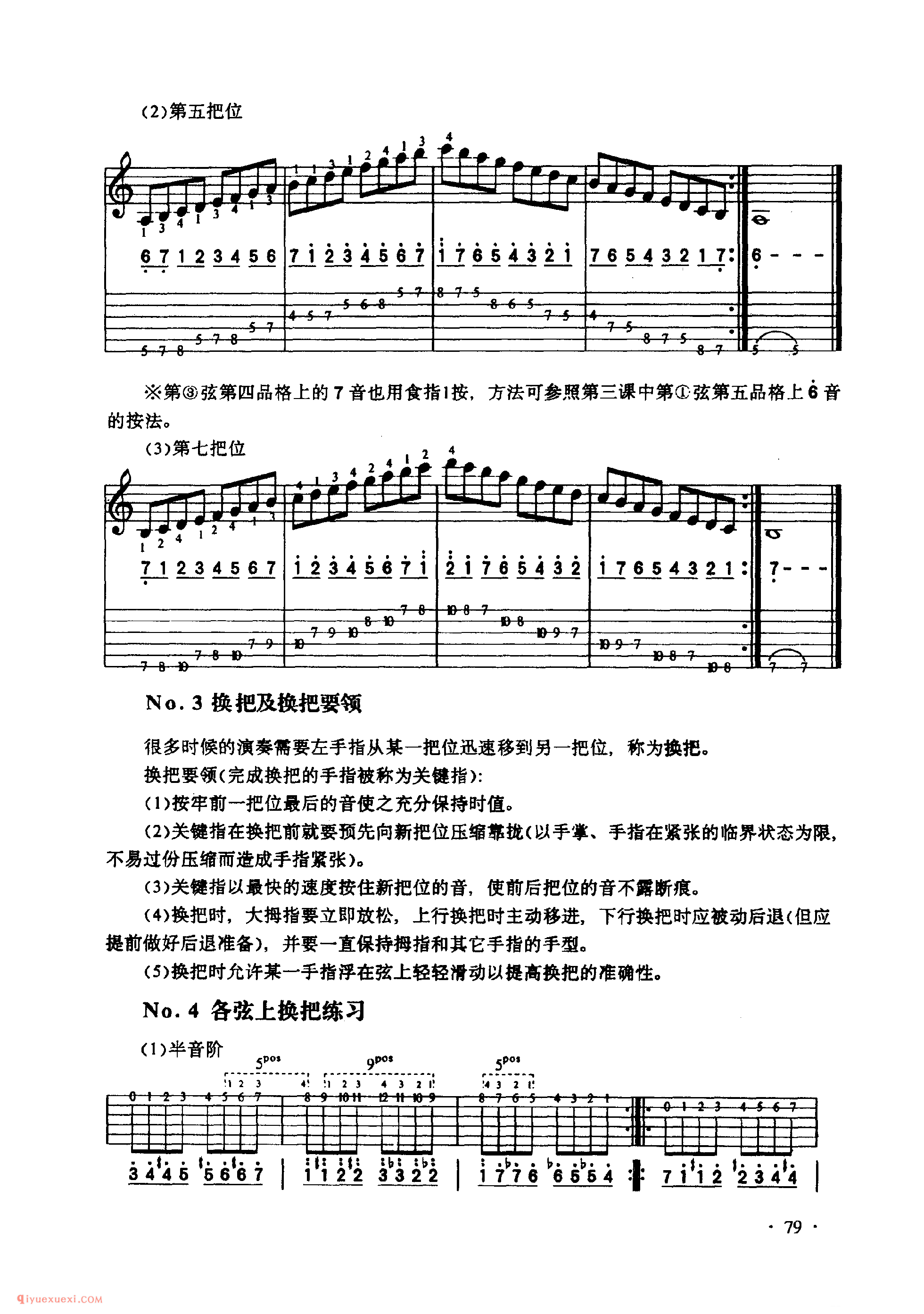 吉他高音把位·换把