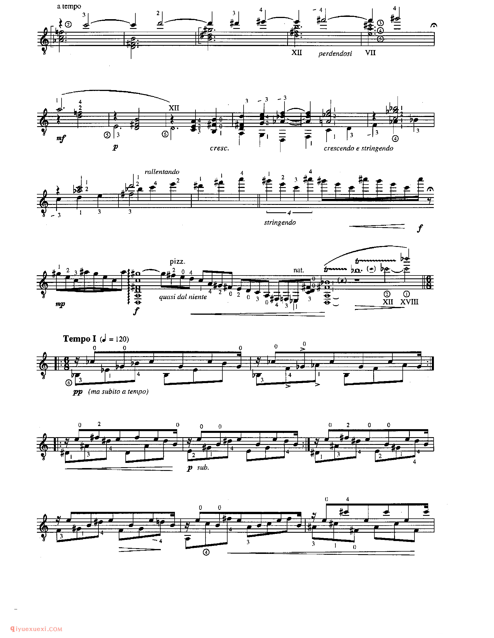 Toccata in Blue_多明尼康尼(Carlo Domeniconi)古典吉他乐曲五线谱