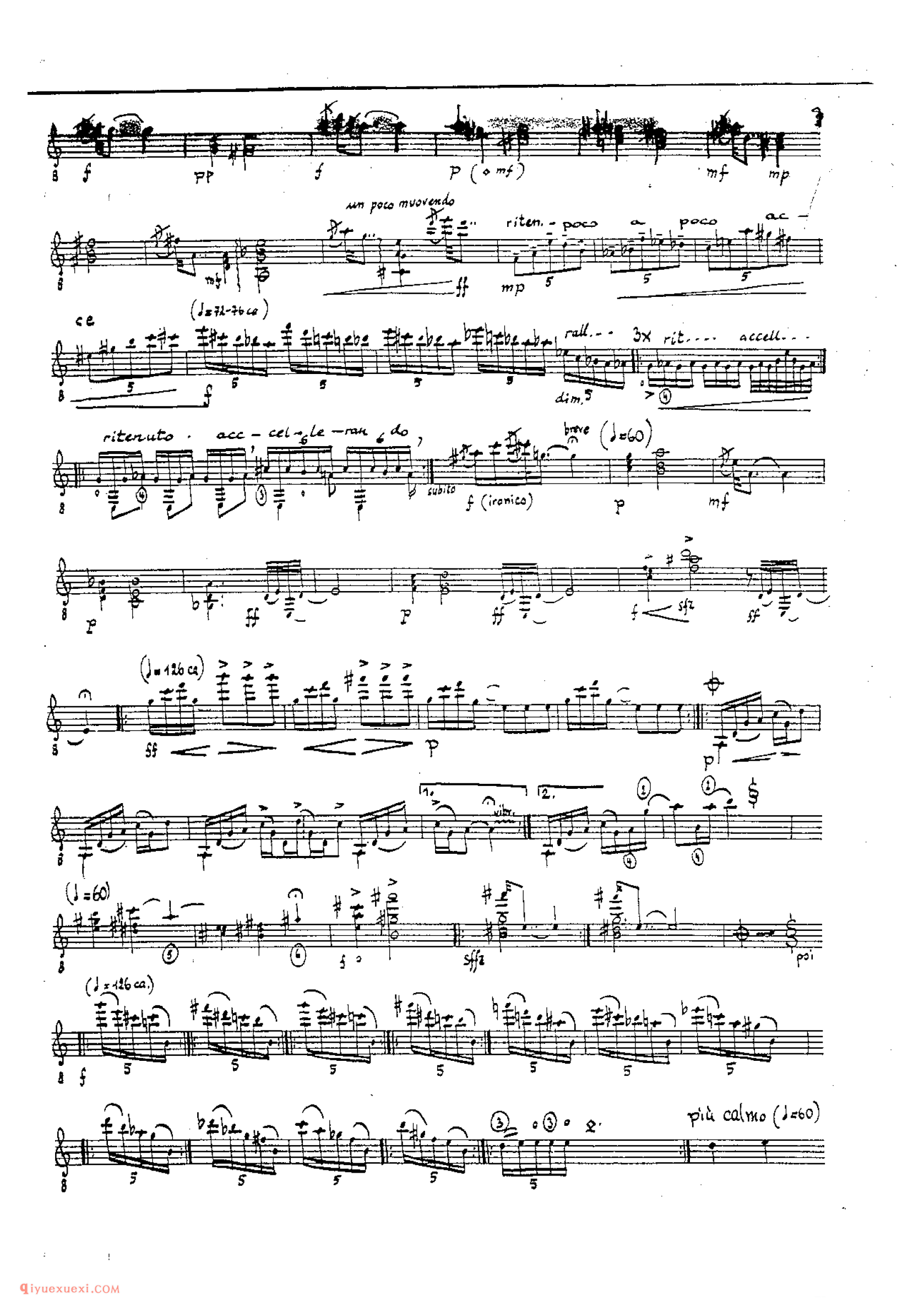 Hommage a Jimi Hendrix (op.52)_多明尼康尼(Carlo Domeniconi)古典吉他乐曲五线谱