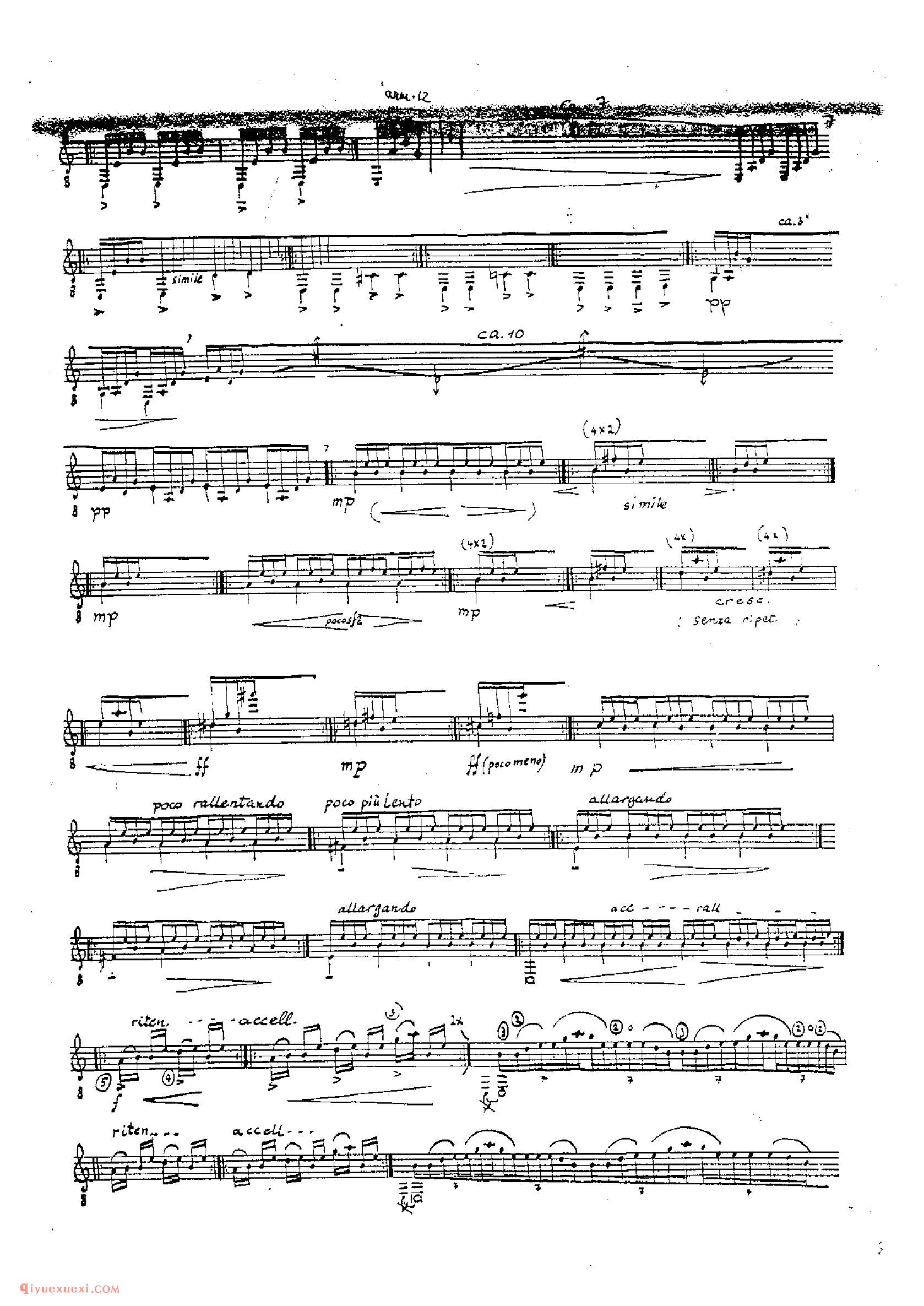 Hommage a Jimi Hendrix (op.52)_多明尼康尼(Carlo Domeniconi)古典吉他乐曲五线谱