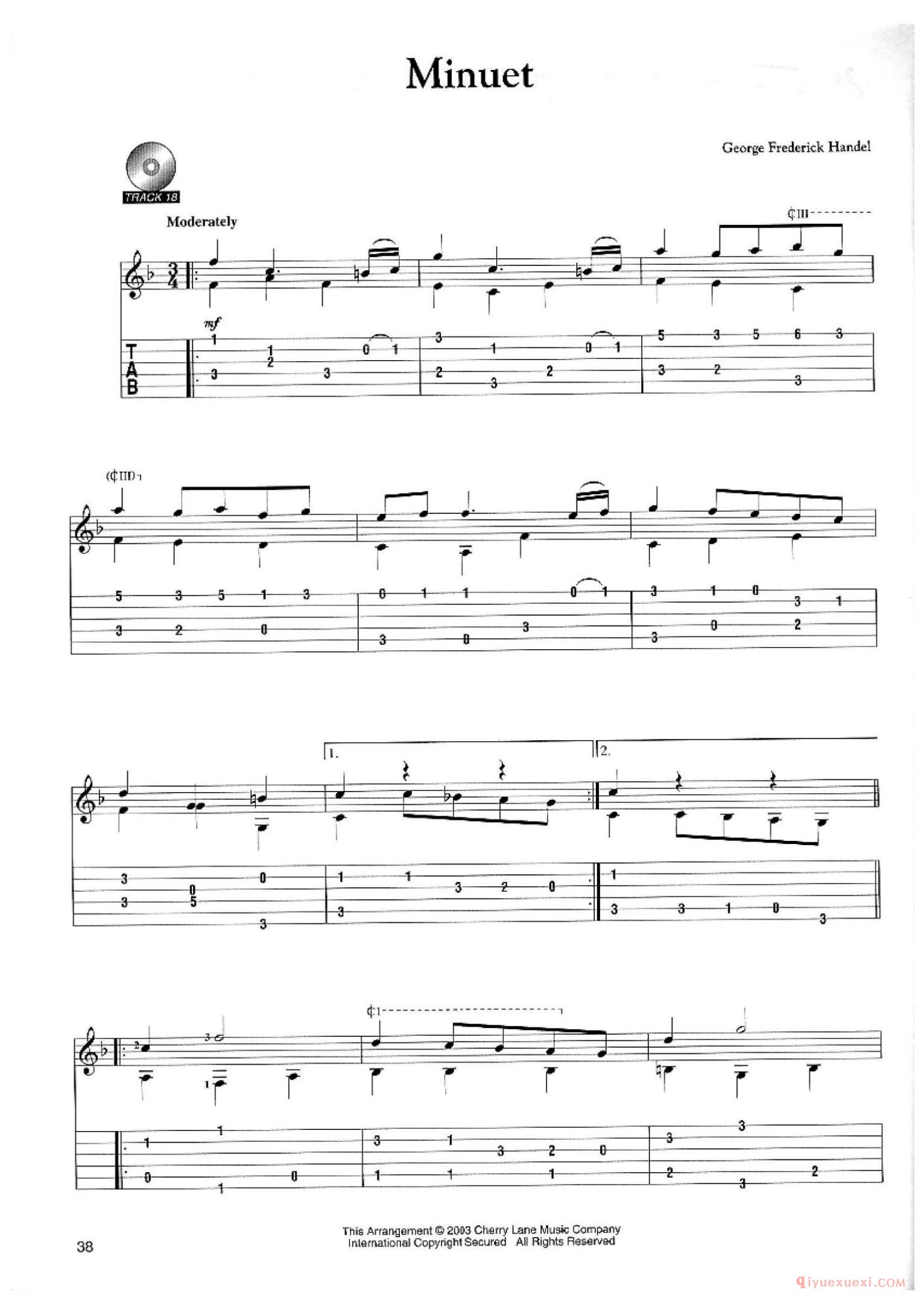 Minuet_George Frederick Handel_古典吉他独奏曲