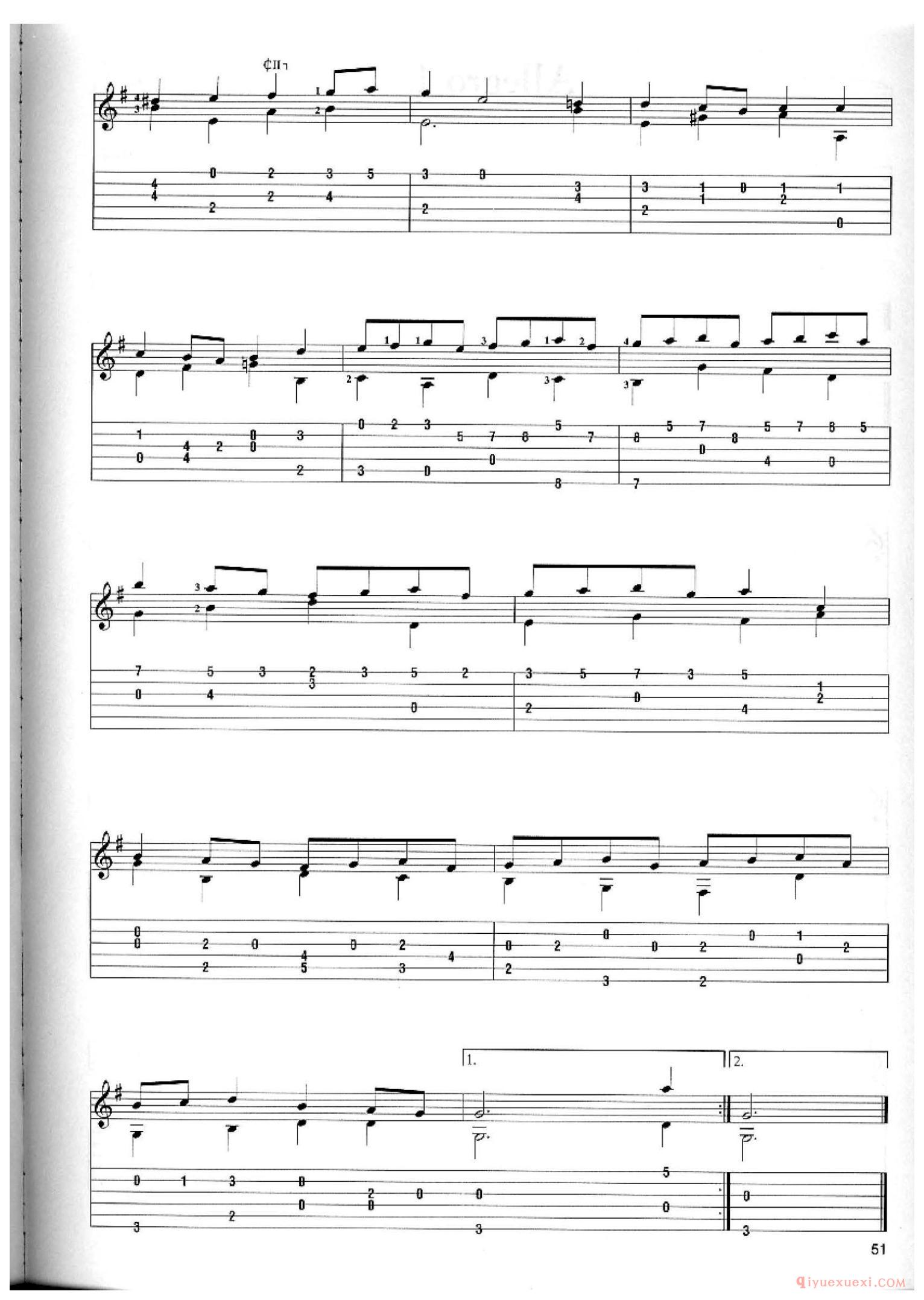 Bourree 3_George Frederick Handel_古典吉他独奏曲