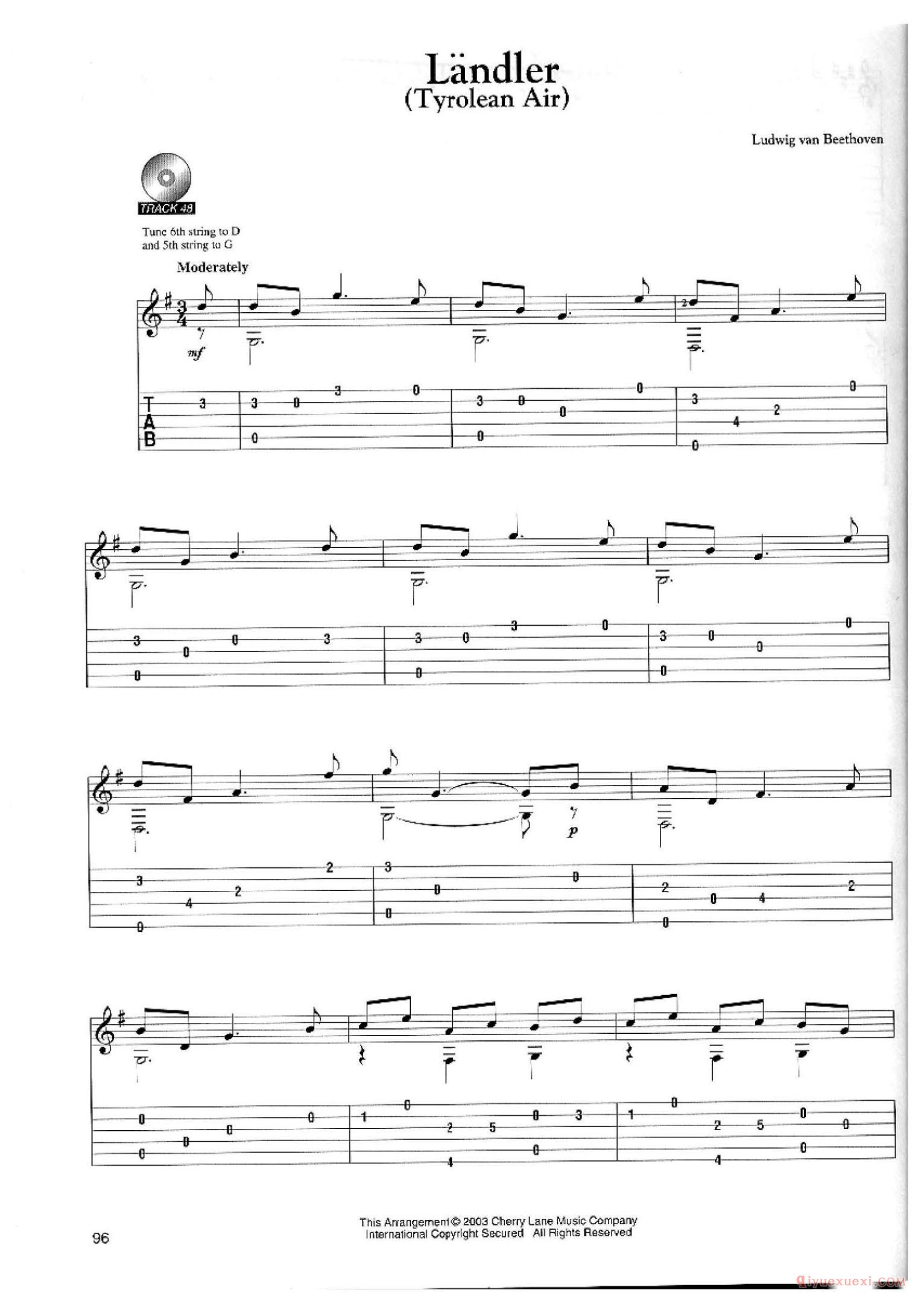 lendler (Tyroleon Air)_Ludwig van Beethoven_古典吉他独奏曲