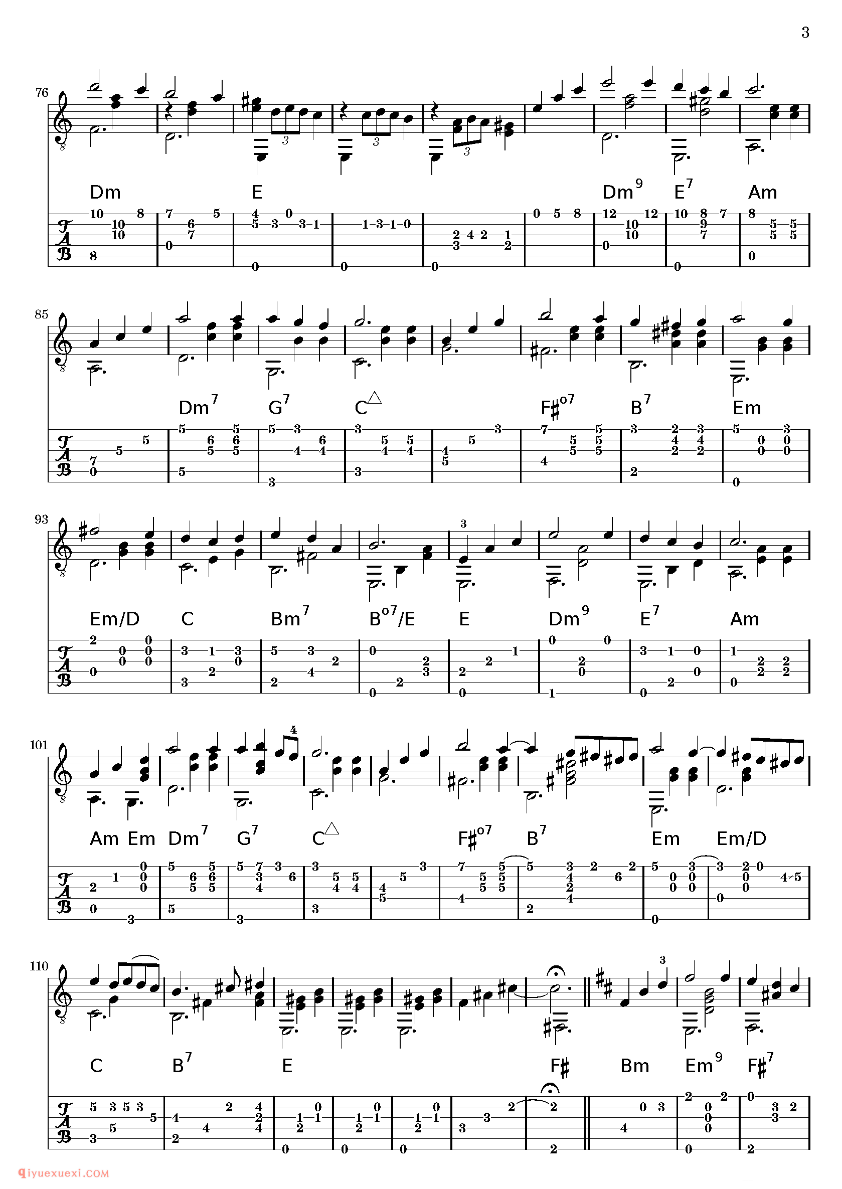 Jinsei no Merry go round Joe Hisaishi_古典吉他改编乐曲谱