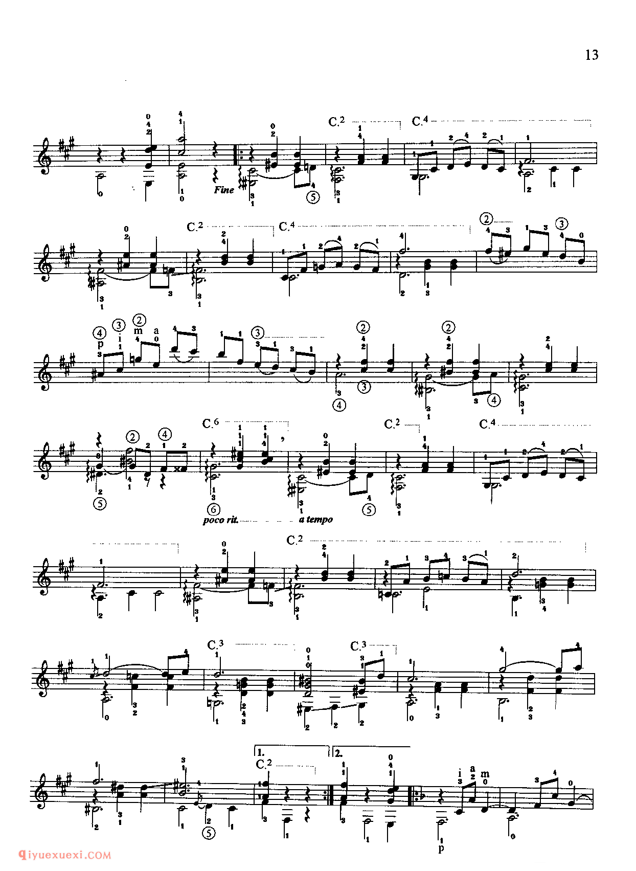 春天圆舞曲［巴拉圭］巴里奥斯曲_吉他大师名曲五线谱