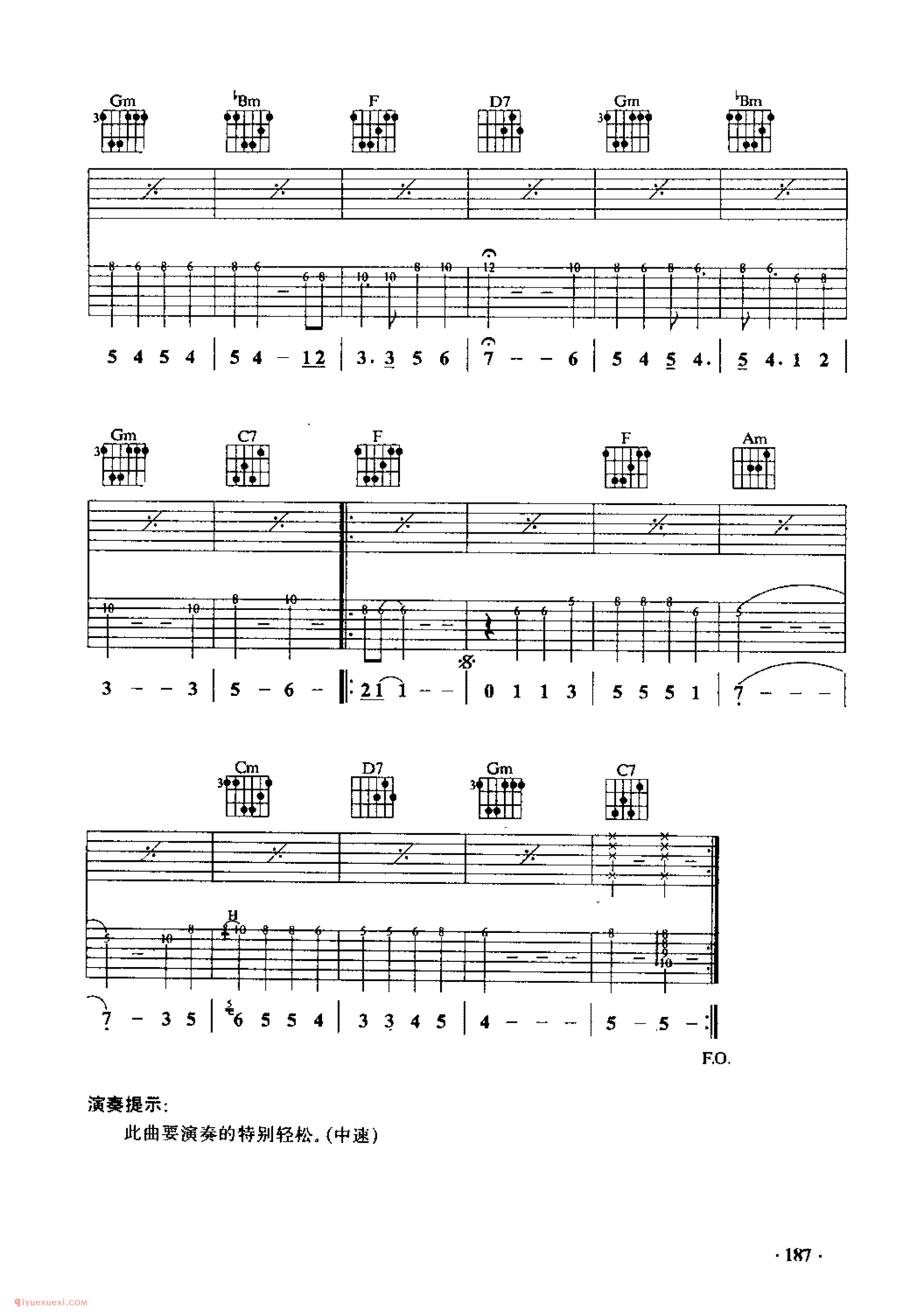 黄丝带_关国歌曲_吉他乐曲六线谱