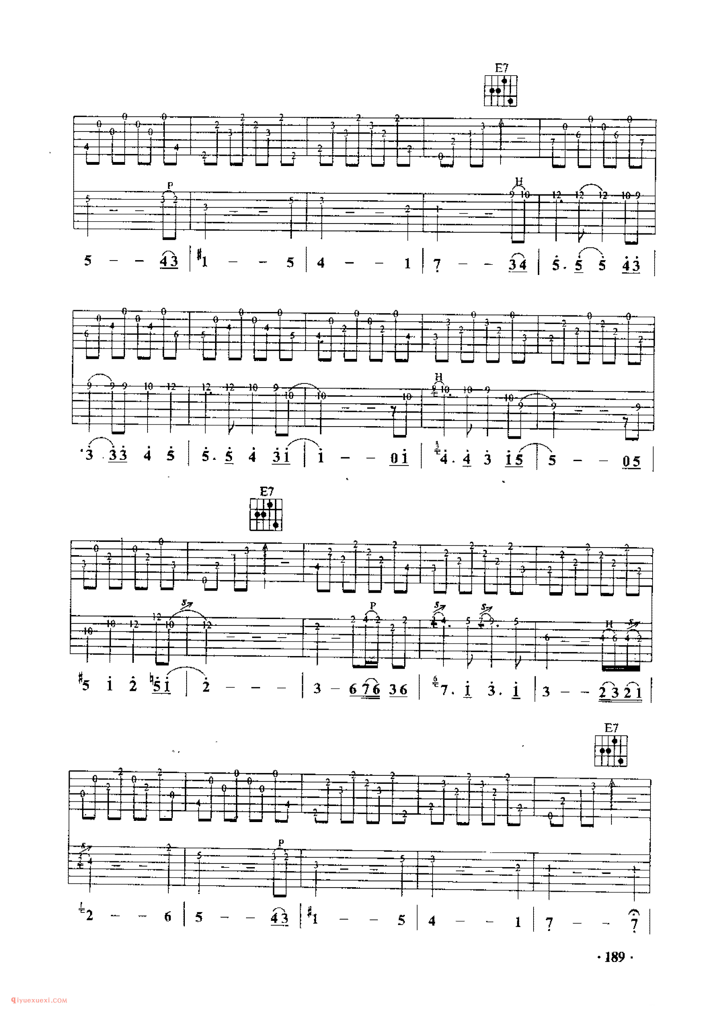 如果_美国歌曲_吉他乐曲六线谱