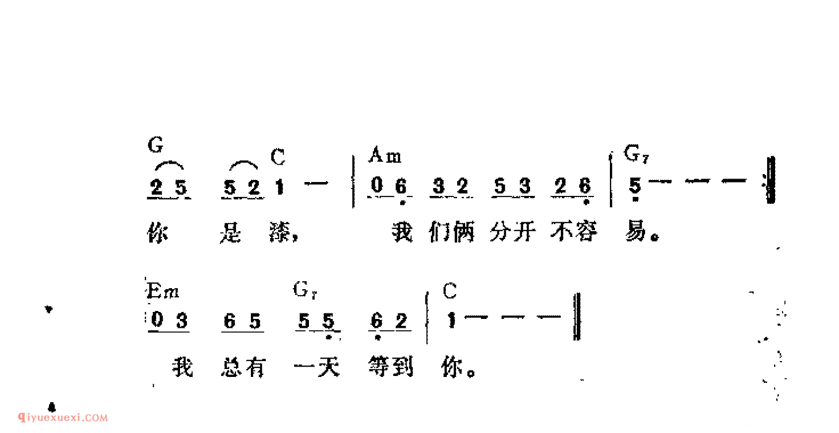 总有一天等到你_吉他弹唱简谱