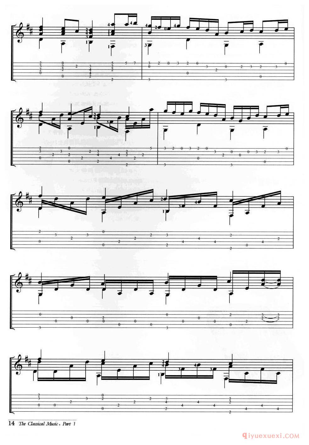 D大调卡农(约翰·帕赫贝尔）外国古典名曲吉他乐谱