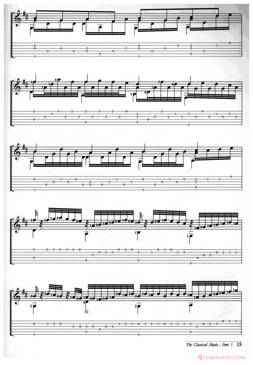 D大调卡农(约翰·帕赫贝尔）外国古典名曲吉他乐谱