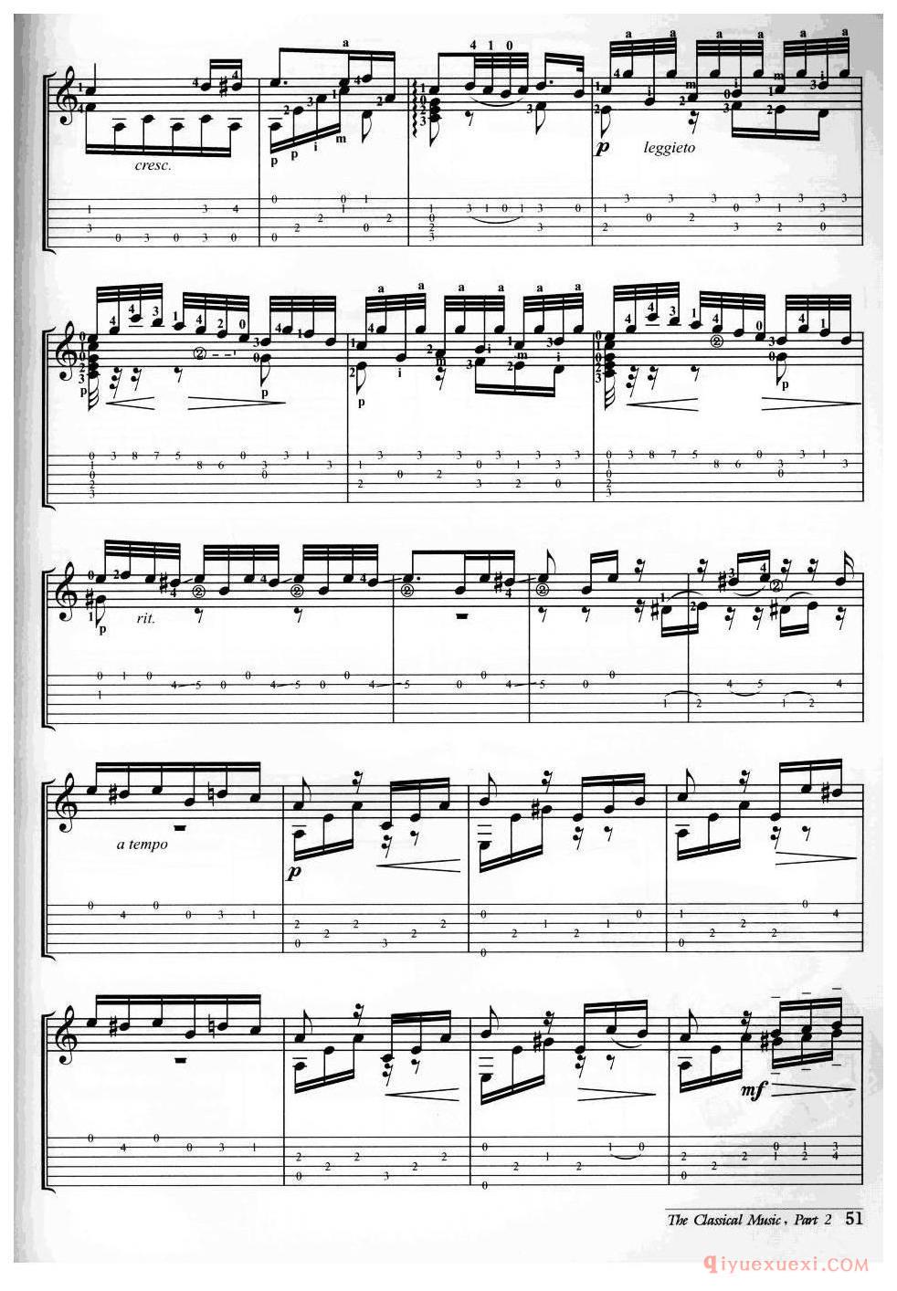 献给爱丽丝(路德维希·范·贝多芬）外国古典名曲吉他乐谱