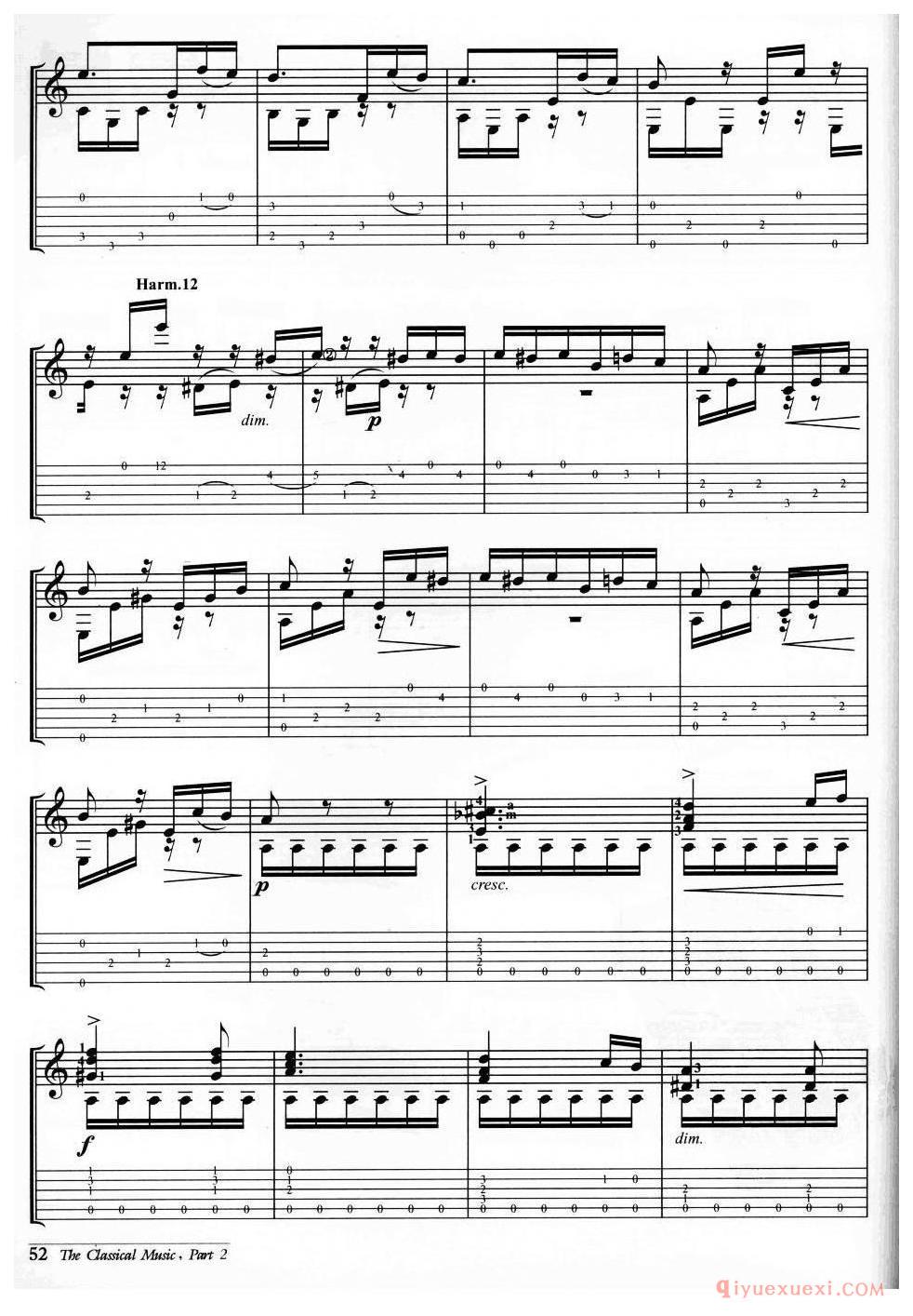 献给爱丽丝(路德维希·范·贝多芬）外国古典名曲吉他乐谱