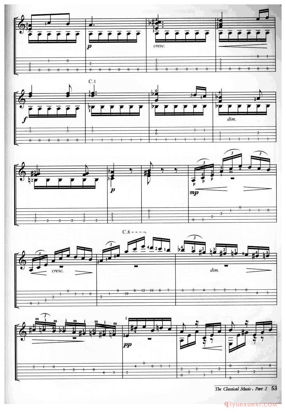 献给爱丽丝(路德维希·范·贝多芬）外国古典名曲吉他乐谱