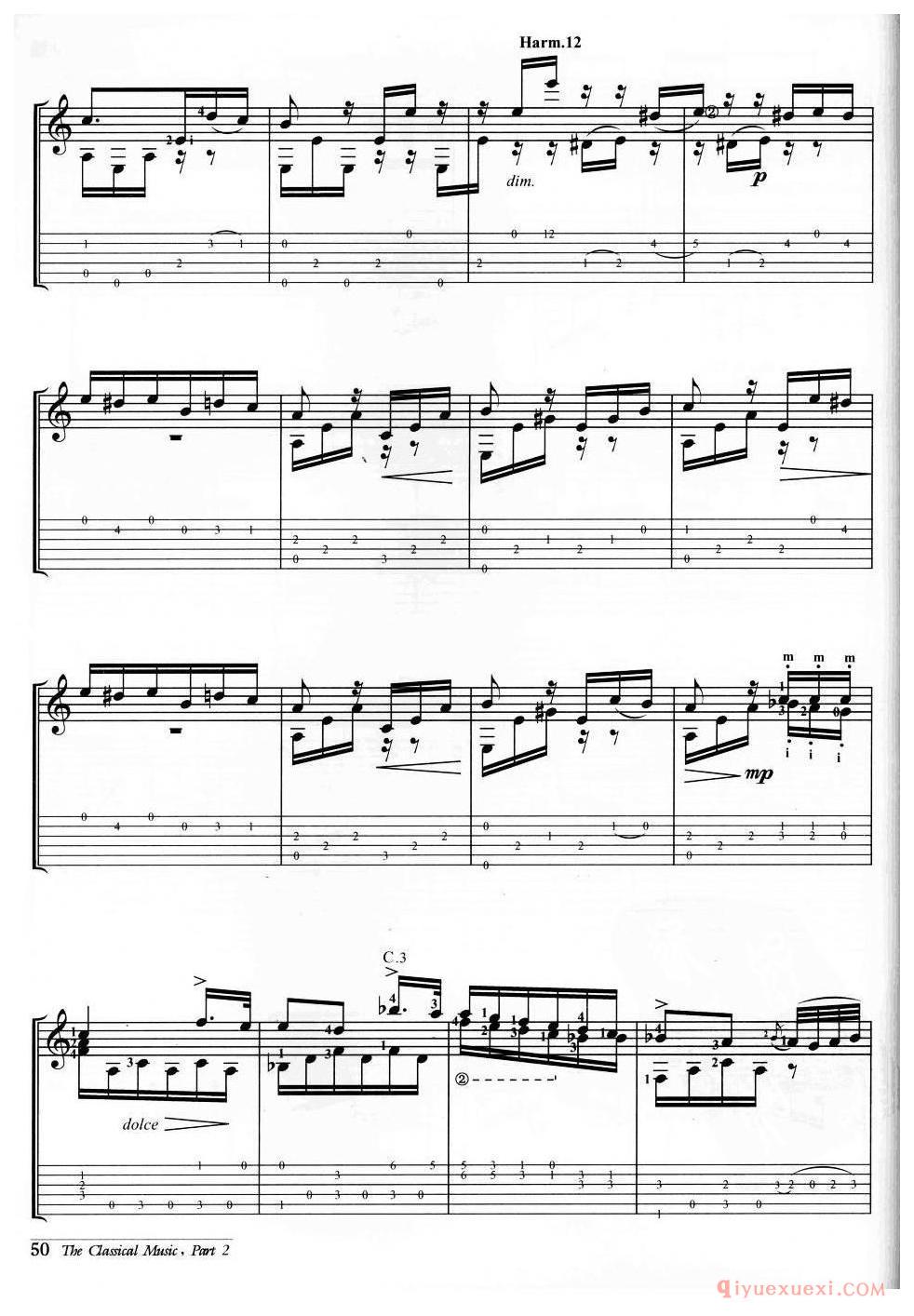 献给爱丽丝(路德维希·范·贝多芬）外国古典名曲吉他乐谱