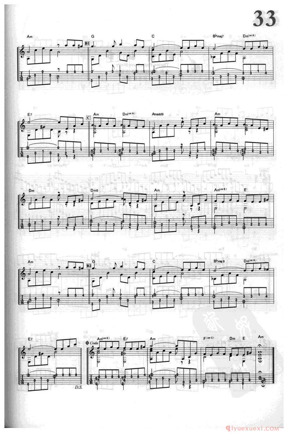 教父_Love Theme From Godfather_尼诺·罗塔_吉他指弹独奏经典乐曲谱