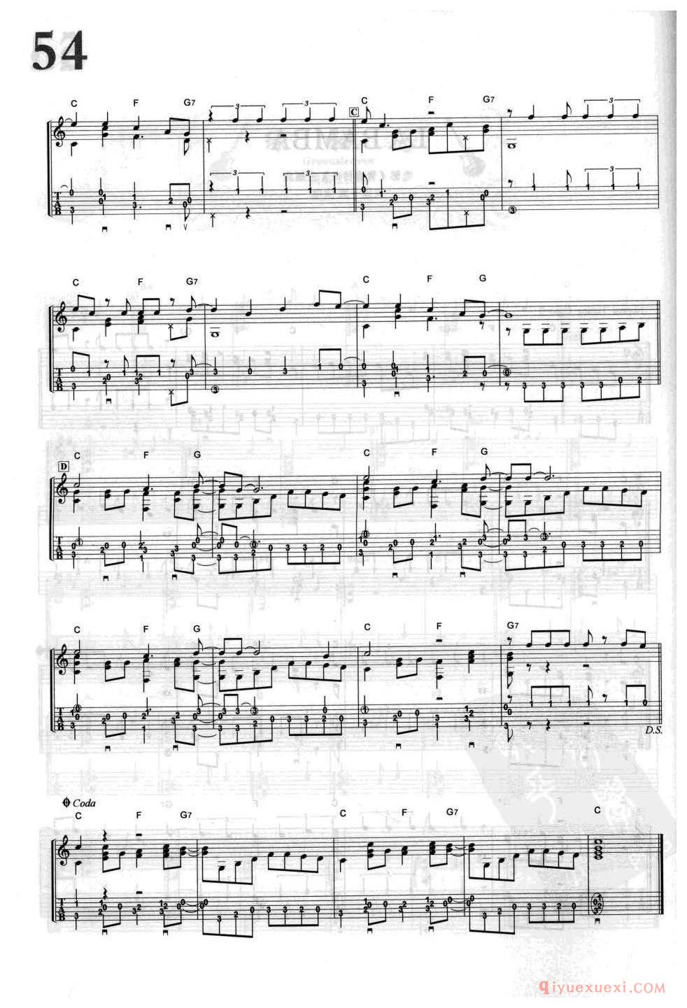 La Bamba_电影《青春传奇》主题曲_灰狼一族_吉他指弹独奏经典乐曲谱