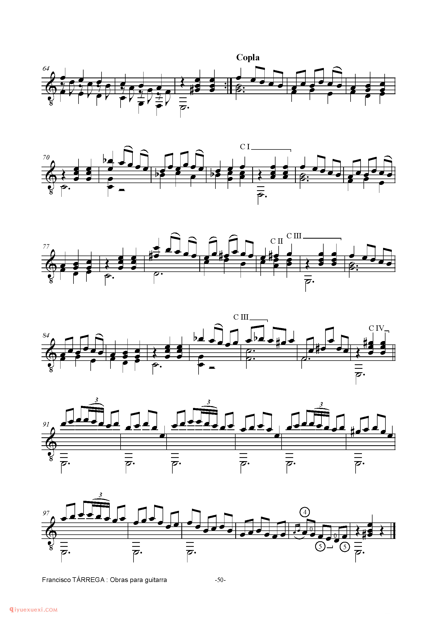 MALAGUENA_泰雷加古典吉他乐曲谱