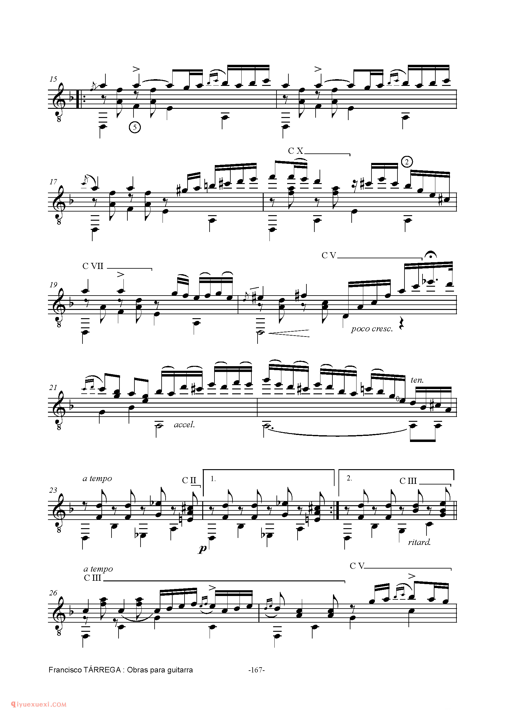 CAPRICHO ARABE_泰雷加古典吉他乐曲谱