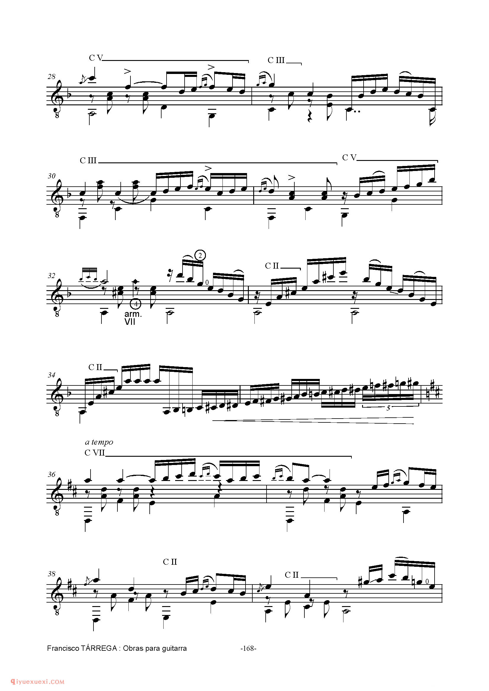 CAPRICHO ARABE_泰雷加古典吉他乐曲谱