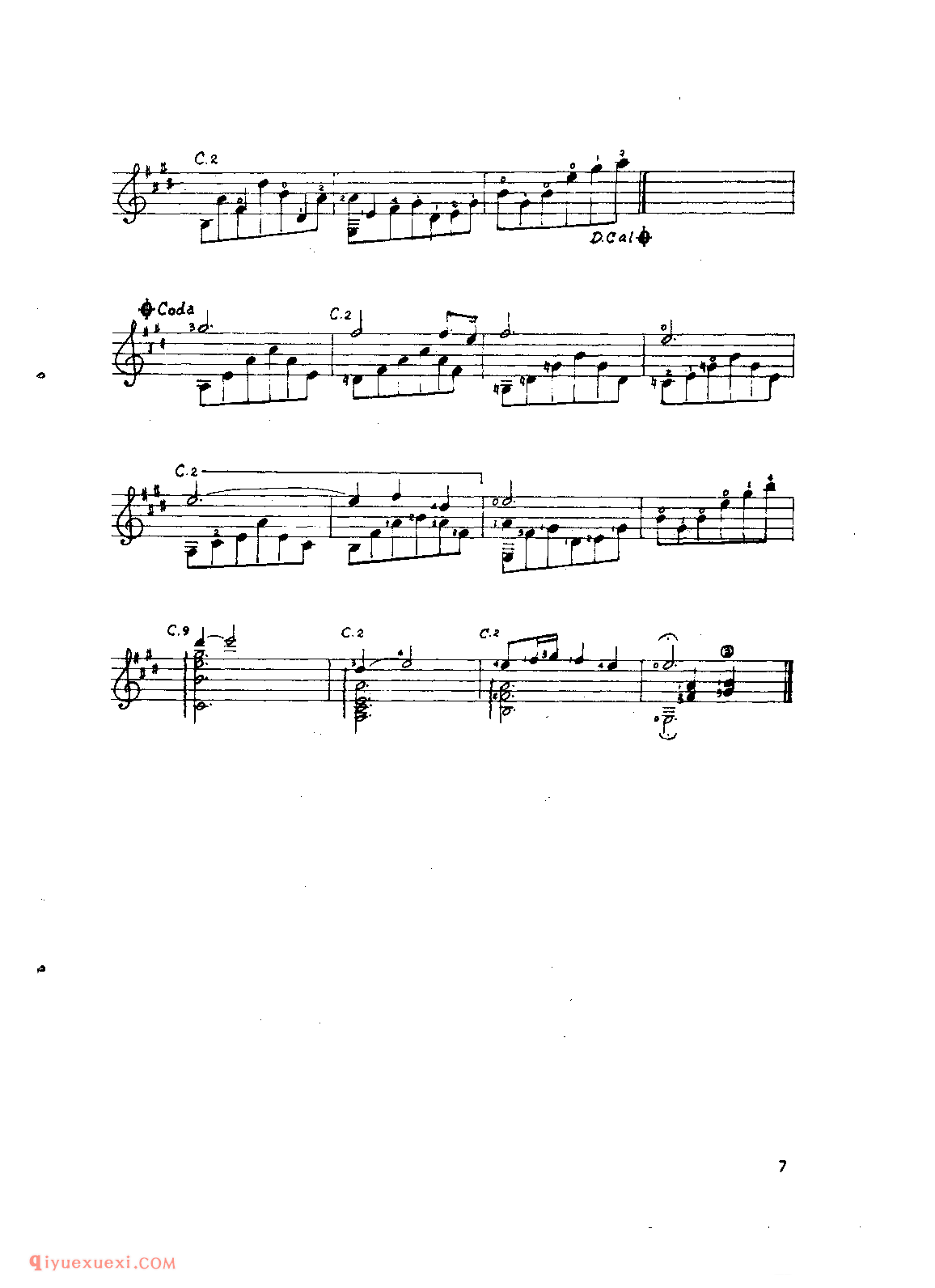 卡伐蒂娜_约斡·威嫌斯_吉他世界名曲五线谱