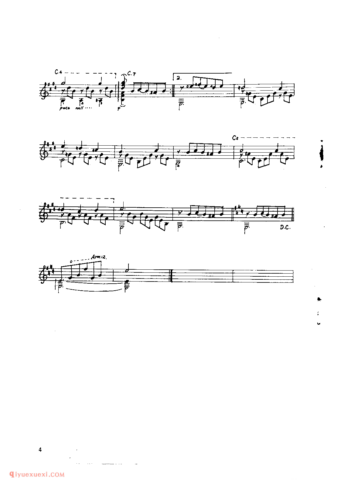 巴西华尔兹_凯罗斯_吉他世界名曲五线谱