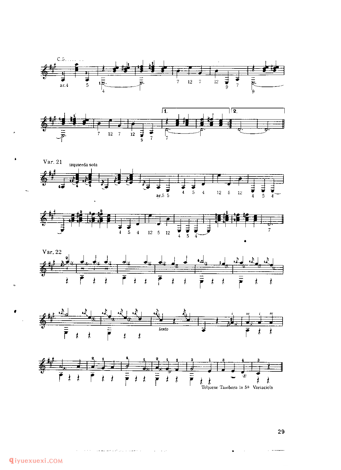 大霍塔_弗·泰勒加_吉他世界名曲五线谱