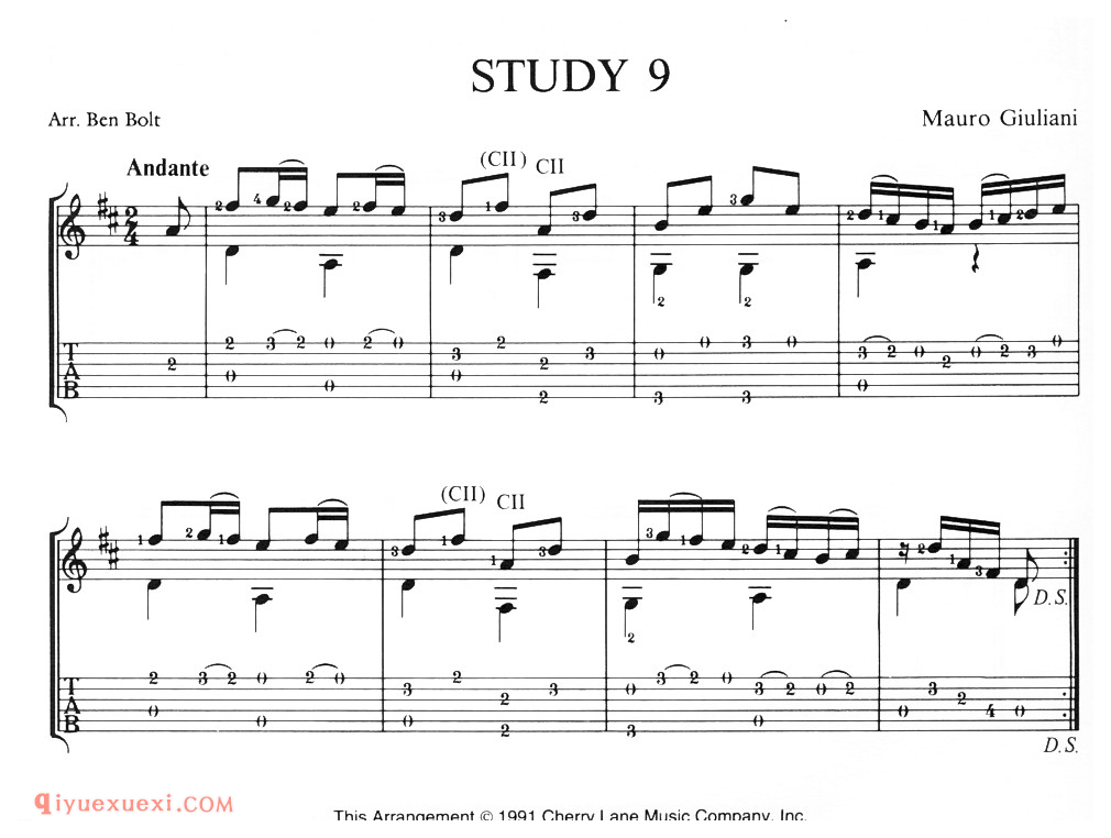 Study 9 (Giuliani)古典吉他进阶独奏乐曲谱