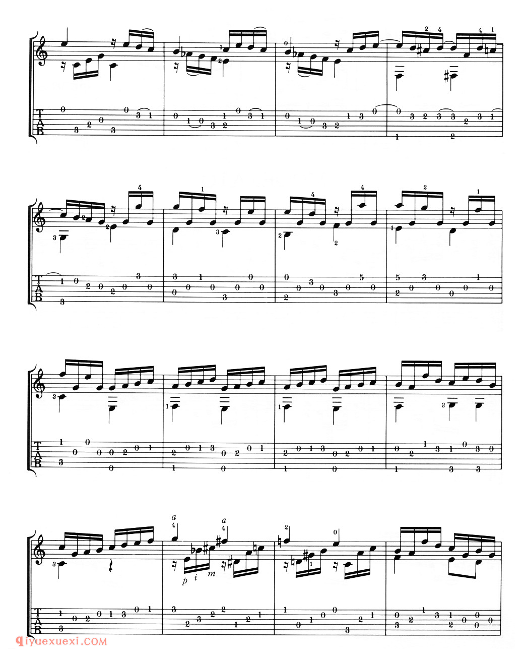 古典吉他进阶独奏乐曲谱