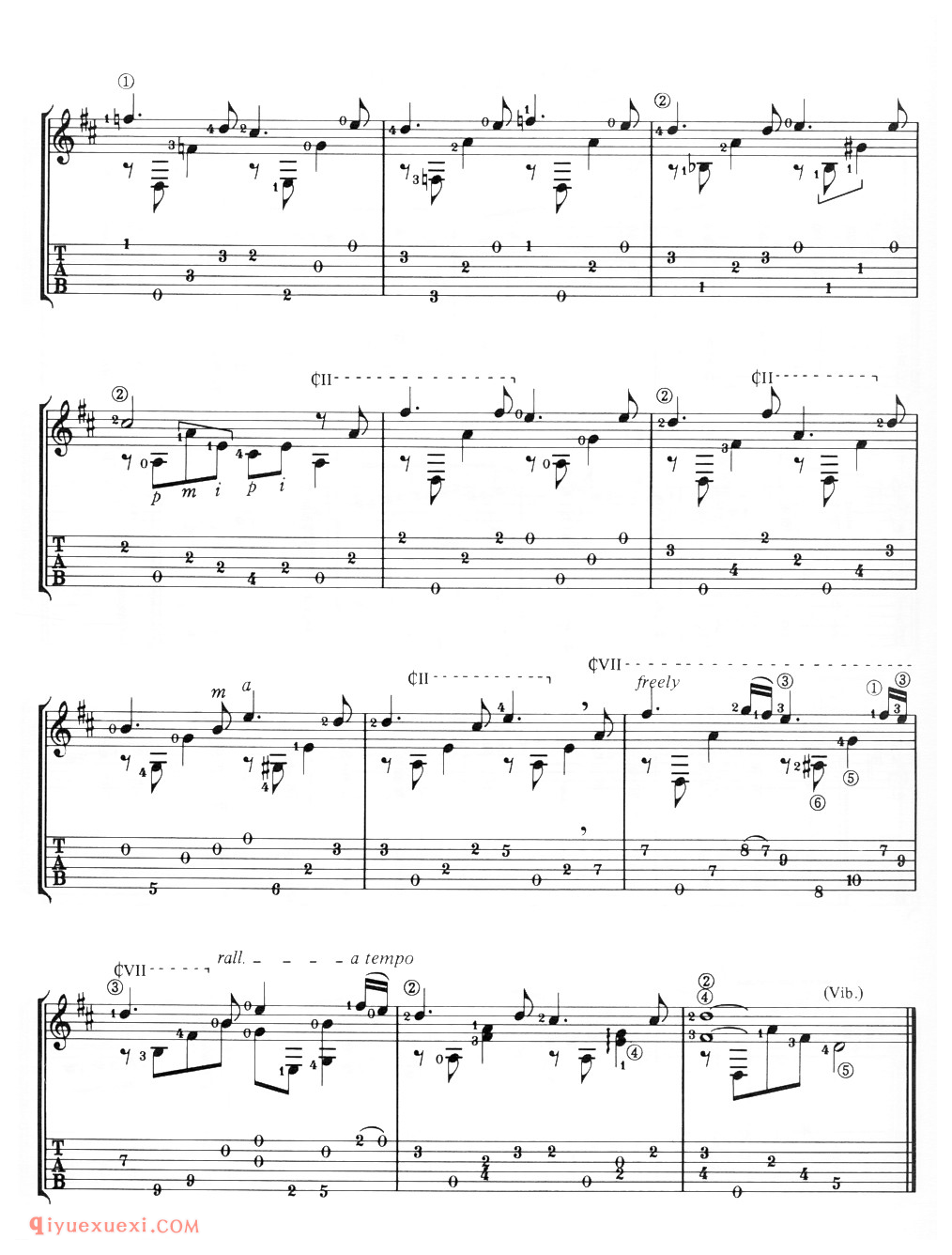 Study In D (Sor)古典吉他进阶独奏乐曲谱