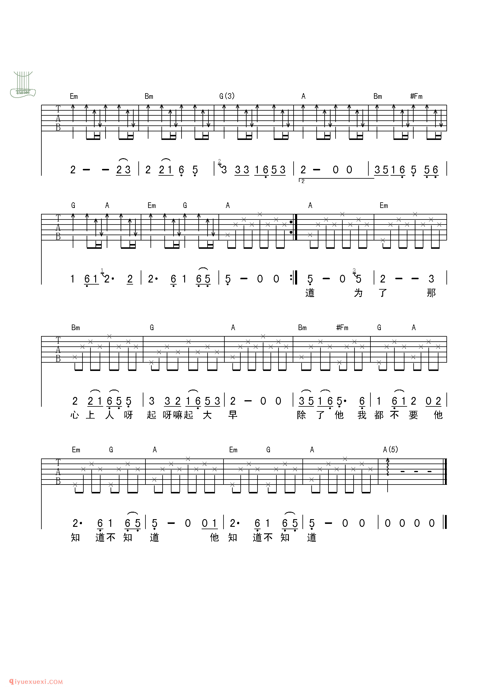 知道不知道_吴虹飞_吉他弹唱谱
