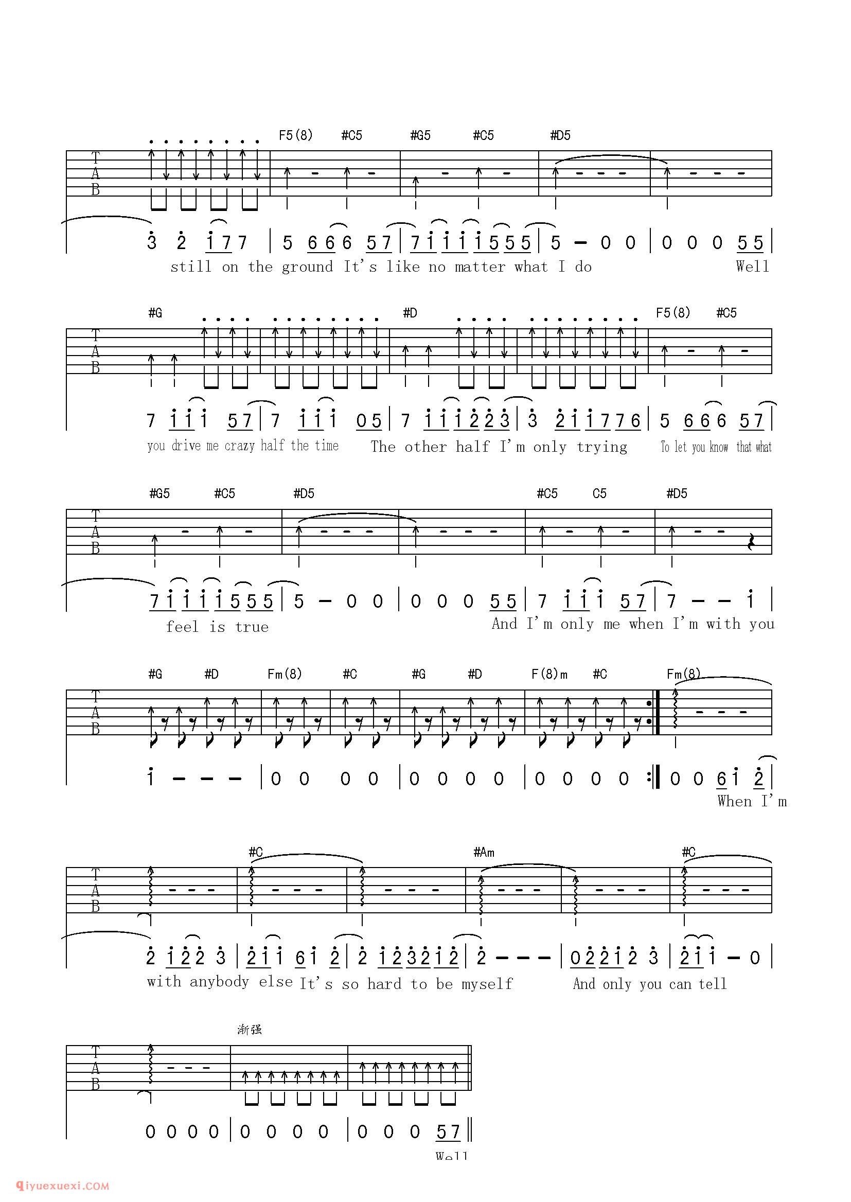 I’m only me when I’m with you_Swift Taylor_吉他弹唱谱