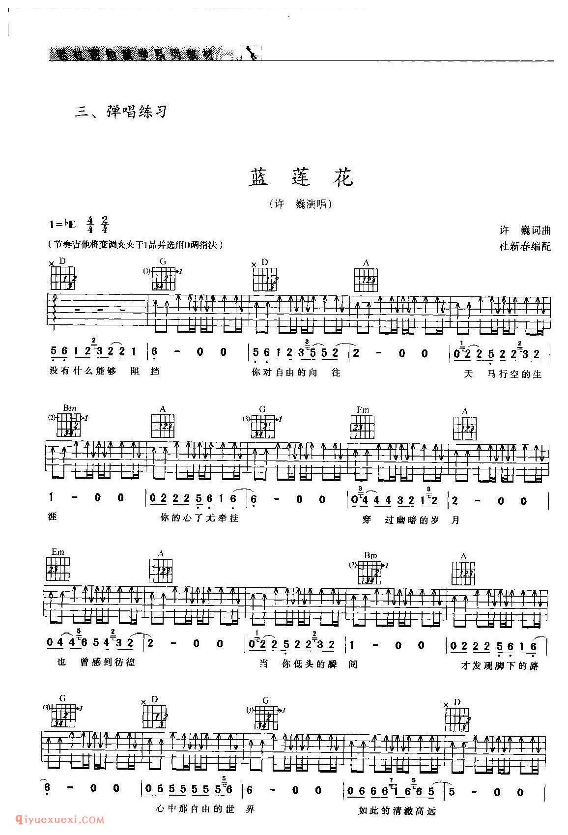 蓝莲花_许巍演唱_吉他弹唱练习曲谱