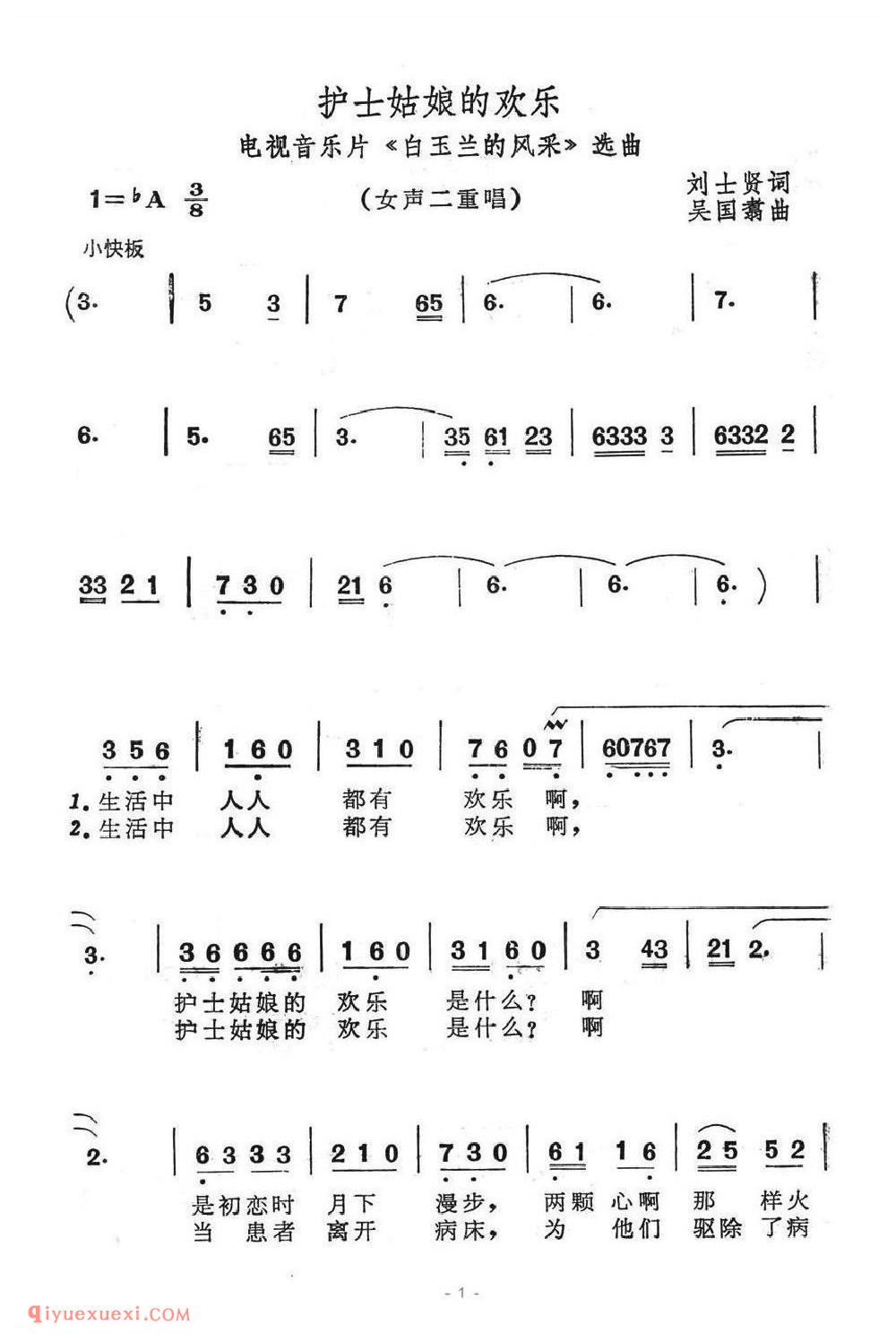 护士姑娘的欢乐（电视音乐片《白玉兰的风采》选曲） 简介