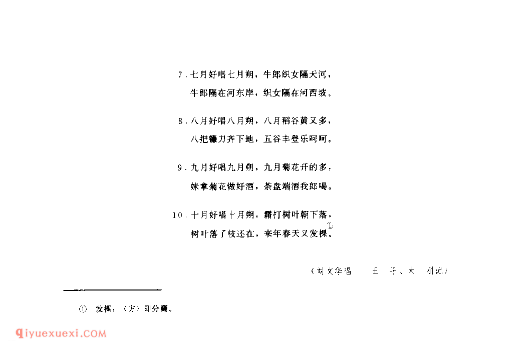 十朔(花鼓子) 1979年 镇安县_陕西民歌简谱