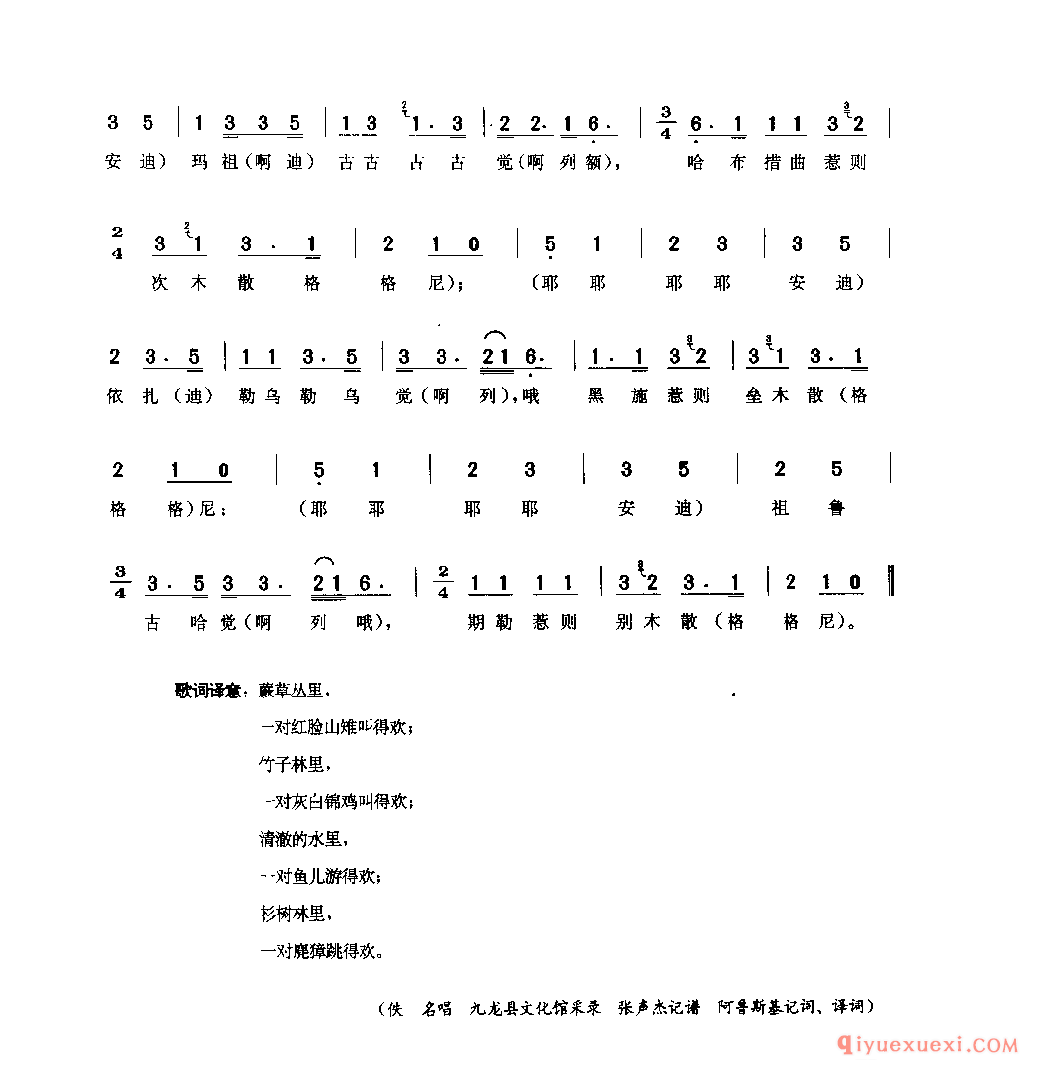 叫得欢 九龙县_伙格_四川彝族民歌