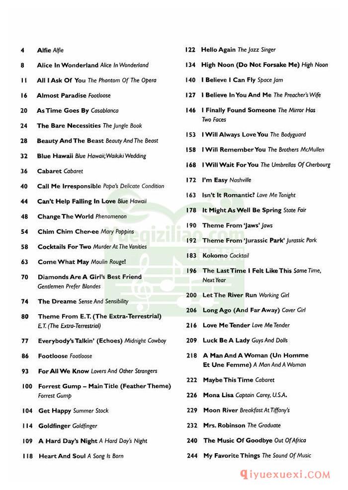 PDF钢琴谱下载 | 有史以来最好的听的100首电影歌曲钢琴谱+声乐谱+吉他谱原版电子书
