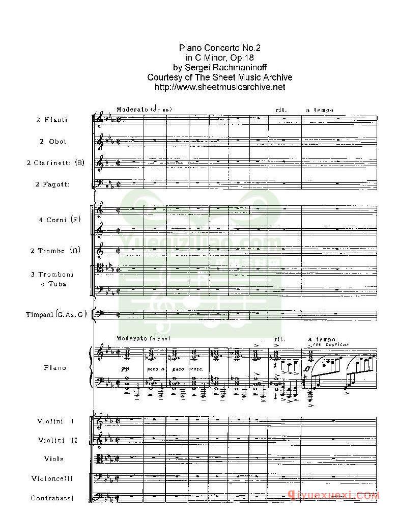 PDF交响乐谱 | 拉赫玛尼诺夫第二钢琴协奏曲总谱PDF版