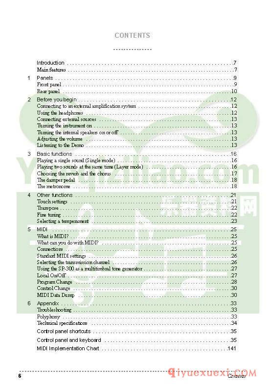 PDF钢琴教材下载 | 数码钢琴KORG(SP-300 Digital Piano)原版电子书