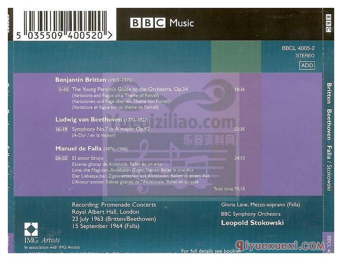 BBC Legends传奇系列 | 贝多芬：第七交响曲 / 布里顿：青少年管弦乐队指南 （普赛尔主题变奏与赋格）专辑APE音乐欣赏