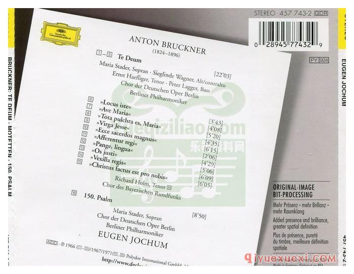 布鲁克纳：感恩赞, 经文歌, 150赞美诗 (柏林爱乐乐团, 巴伐利亚广播合唱团, 指挥_约胡姆)古典乐唱片下载