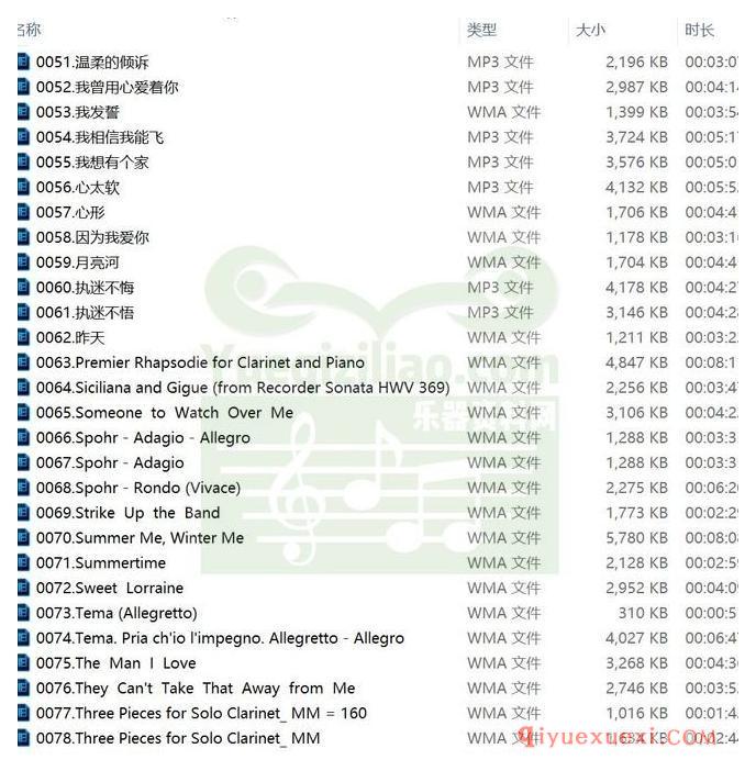 单簧管经典名典80首纯音乐合集下载