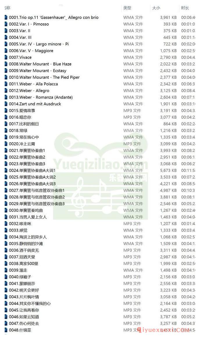 单簧管经典名典80首纯音乐合集下载