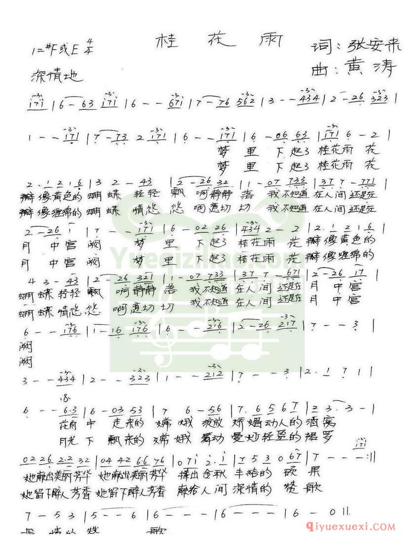 简谱 │ 桂花雨（张安来词 黄涛曲）