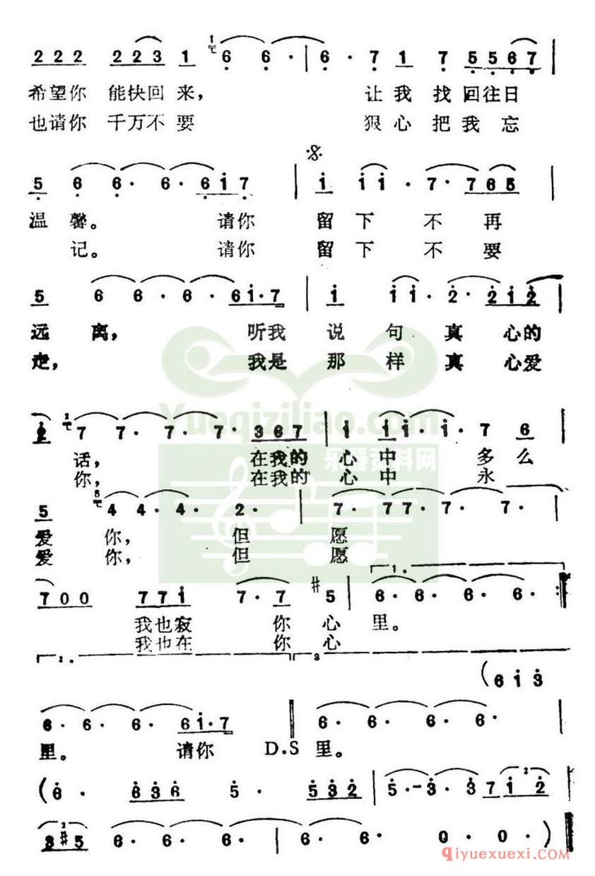 简谱 │ 你在我心中（王文远词 井上忠夫曲）