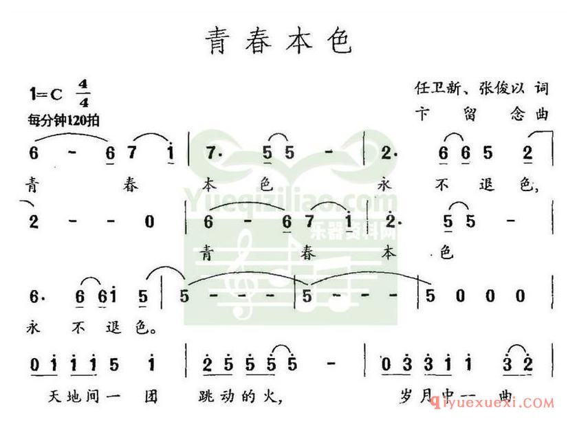 简谱 │ 青春本色