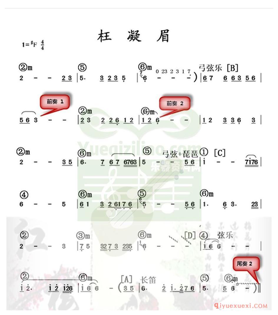 电子琴带和弦简谱 │ 枉凝眉 (农村乐队)