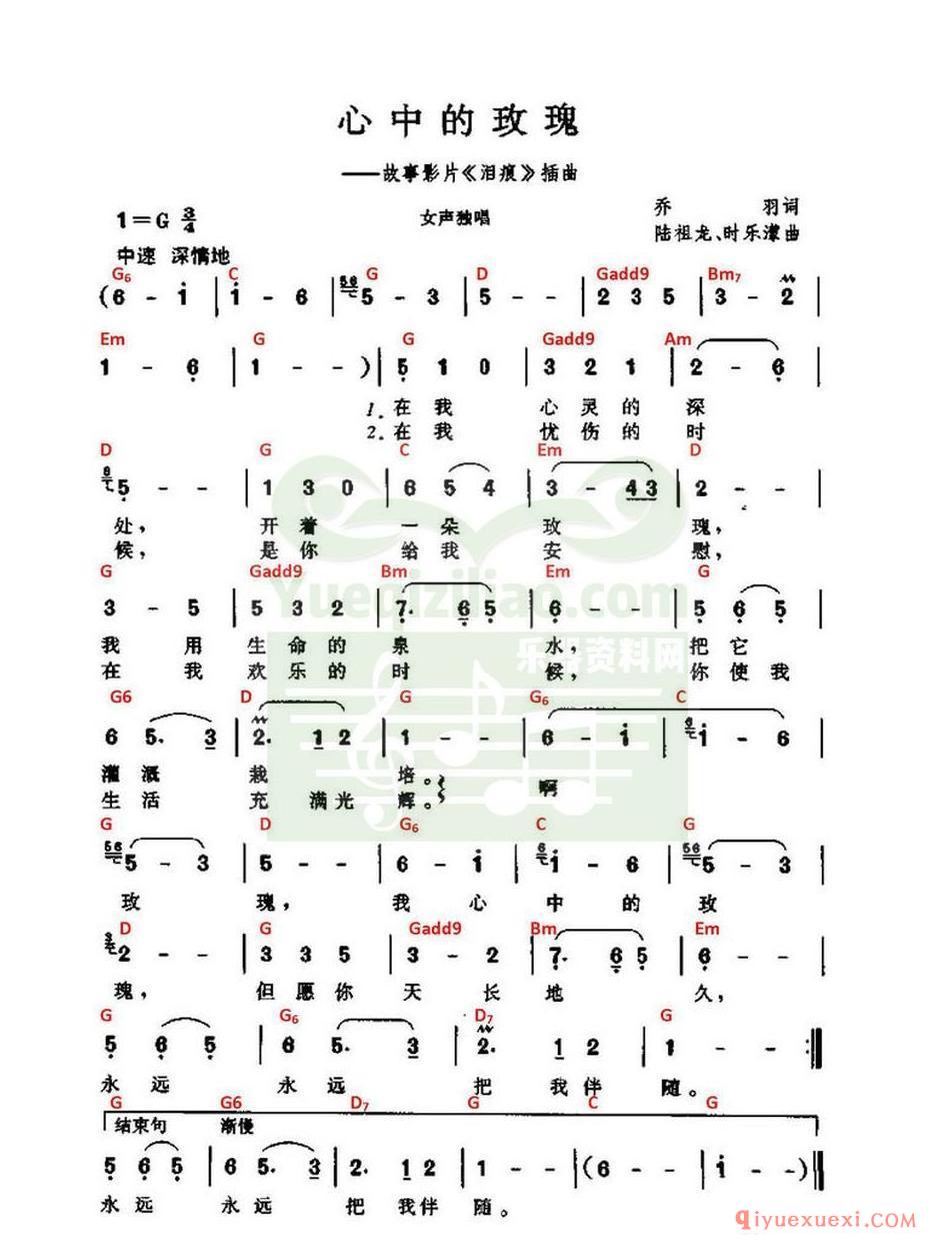 电子琴简谱 │ 心中的玫瑰