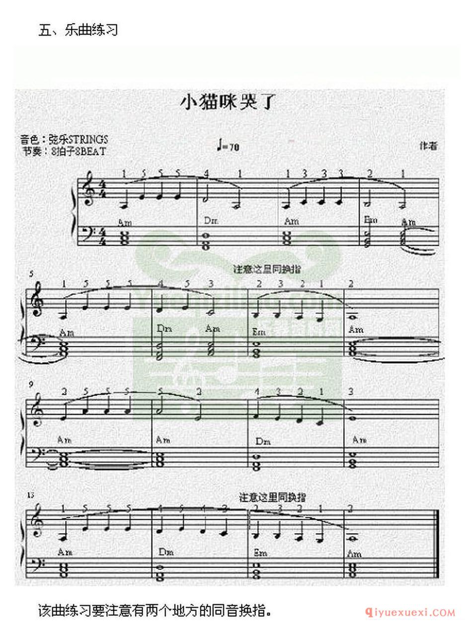 初学电子琴练习曲 │ 小猫咪哭了