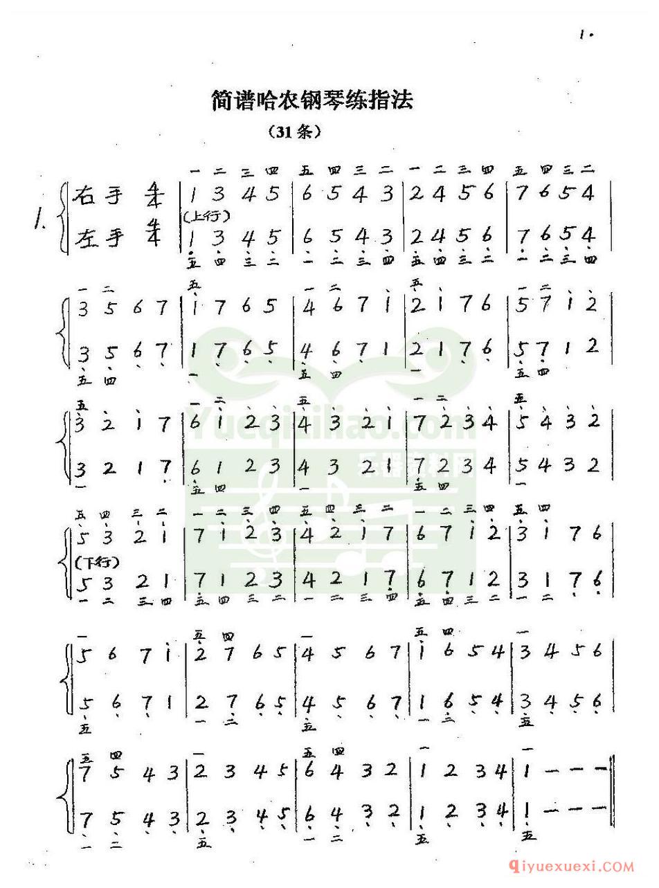 哈农简谱手写完整版，练习《哈农》的好方法